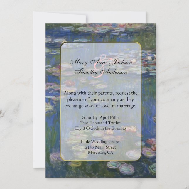 Monet Water Lilies Hochzeit Einladung (Vorderseite)
