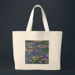 Monet Water Lilies Masterpiece Malerei Jumbo Stoffbeutel<br><div class="desc">Monet Water Lilies - Dieses klassische Monet Gemälde wurde 1916 von Claude Monet gemalt. Es ist Teil seiner berühmten Wasserliliensammlung, wo er in seinem Garten in Giverney, Frankreich malt. Ein Meisterwerk.</div>