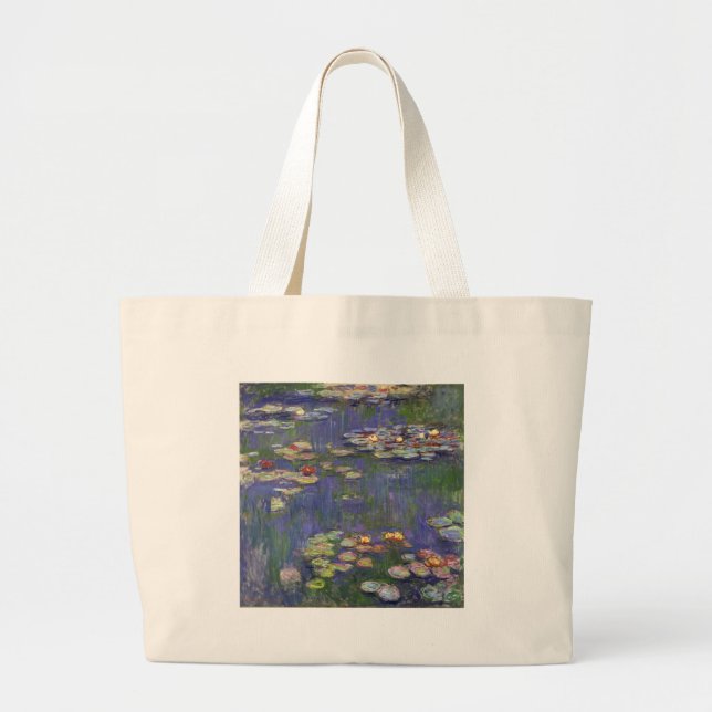 Monet Water Lilies Masterpiece Malerei Jumbo Stoffbeutel (Vorne)