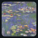 Monet Water Lilies Masterpiece Malerei Quadratischer Aufkleber<br><div class="desc">Monet Water Lilies - Dieses klassische Monet Gemälde wurde 1916 von Claude Monet gemalt. Es ist Teil seiner berühmten Wasserliliensammlung,  wo er in seinem Garten in Giverney,  Frankreich malt. Ein Meisterwerk.</div>