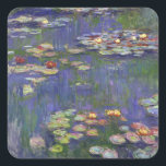 Monet Water Lilies Masterpiece Malerei Quadratischer Aufkleber<br><div class="desc">Monet Water Lilies - Dieses klassische Monet Gemälde wurde 1916 von Claude Monet gemalt. Es ist Teil seiner berühmten Wasserliliensammlung,  wo er in seinem Garten in Giverney,  Frankreich malt. Ein Meisterwerk.</div>