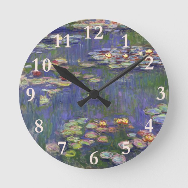 Monet Water Lilies Masterpiece Malerei Runde Wanduhr (Vorderseite)