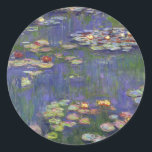 Monet Water Lilies Masterpiece Malerei Runder Aufkleber<br><div class="desc">Monet Water Lilies - Dieses klassische Monet Gemälde wurde 1916 von Claude Monet gemalt. Es ist Teil seiner berühmten Wasserliliensammlung,  wo er in seinem Garten in Giverney,  Frankreich malt. Ein Meisterwerk.</div>