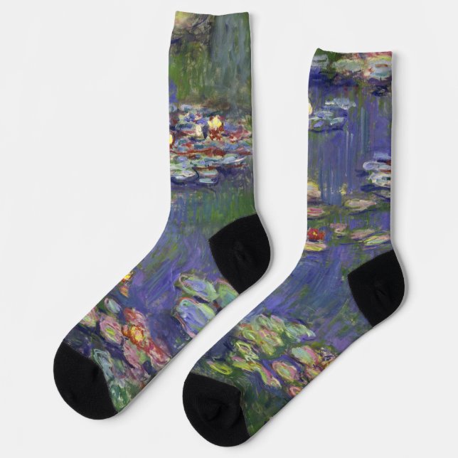 Monet Water Lilies Masterpiece Malerei Socken (Linkes Detail)