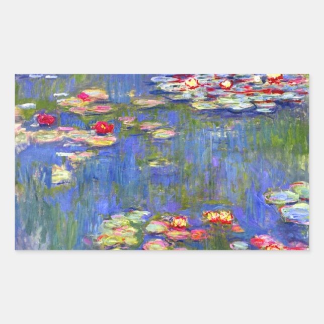 Monet Water Lilies Rechteckiger Aufkleber (Vorderseite)