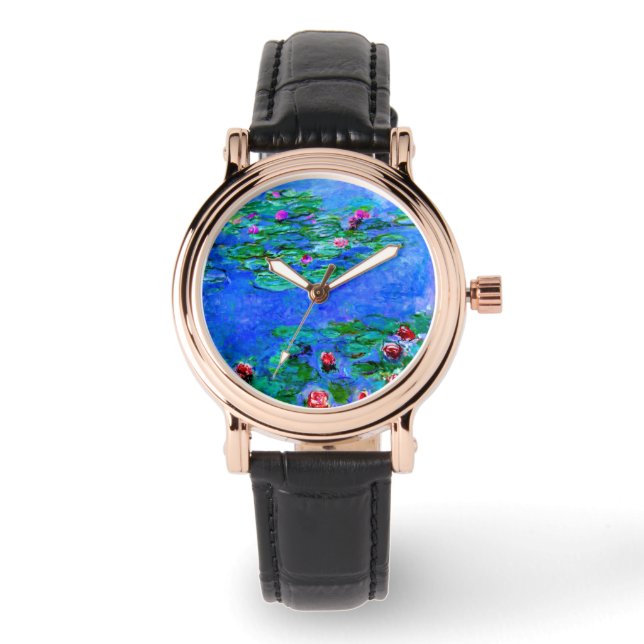 Monet - Water Lilies (rot) Armbanduhr (Vorderseite)