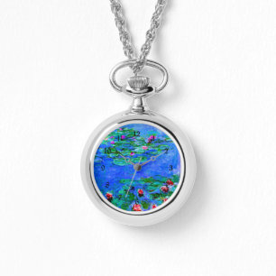 Monet - Water Lilies (rot) Watch Armbanduhr