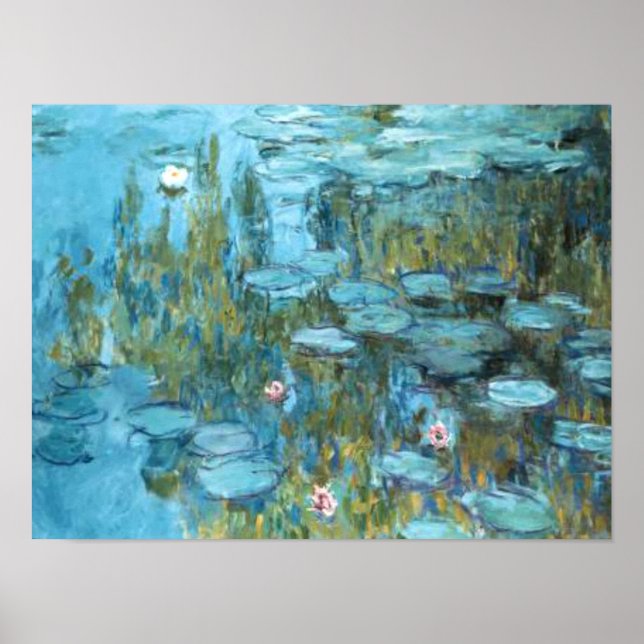 Monet - Water Lilies (türkis), 1915 Poster (Vorne)