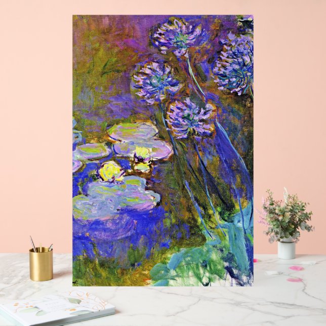 Monet - Water Lilies und Agapanthus Acrylschild (Hochzeit)