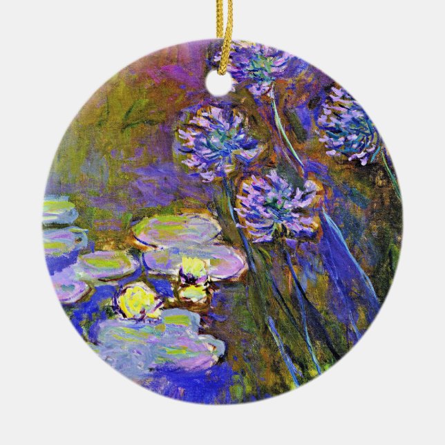 Monet - Water Lilies und Agapanthus Keramik Ornament (Vorne)