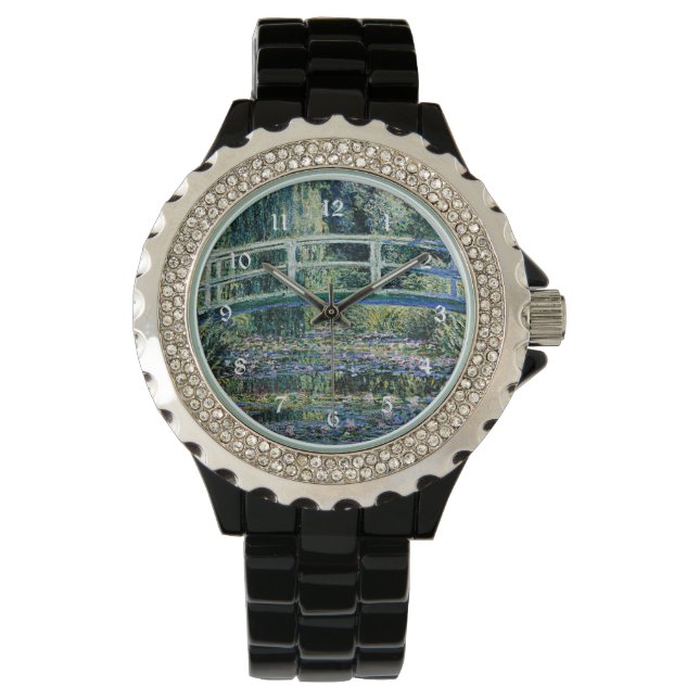 Monet - Water Lilies und japanische Brücke Armbanduhr (Vorderseite)