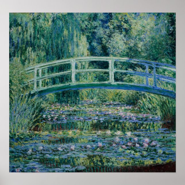 Monet - Water Lilies und japanische Brücke Poster (Vorne)