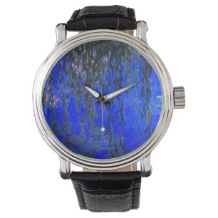 Monet Water Lilies und Weeping Willow Branches Armbanduhr