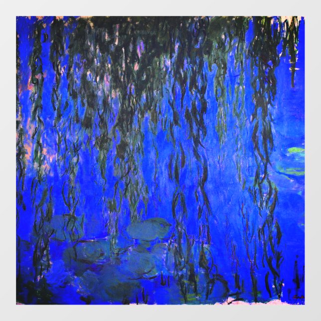 Monet Water Lilies und Weeping Willow Branches Fensteraufkleber (Blatt)