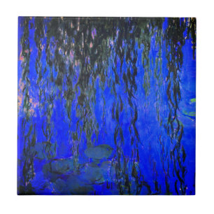 Monet Water Lilies und Weeping Willow Branches Fliese