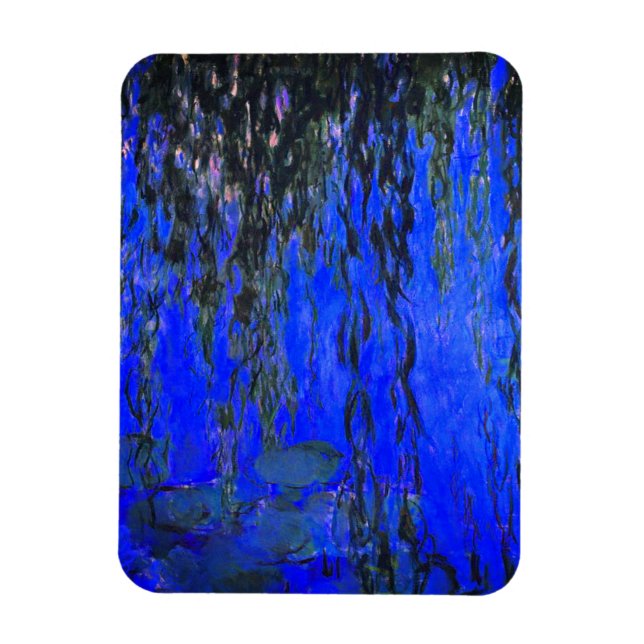 Monet Water Lilies und Weeping Willow Branches Magnet (Vertikal)