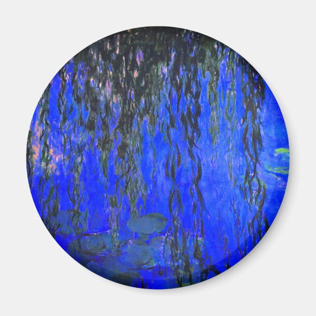 Monet Water Lilies und Weeping Willow Branches Magnet (Vorne)