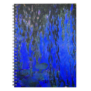 Monet Water Lilies und Weeping Willow Branches Notizblock