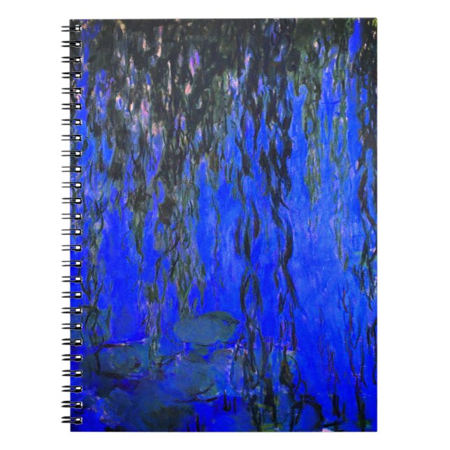 Monet Water Lilies und Weeping Willow Branches Notizblock (Vorderseite)
