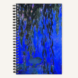 Monet Water Lilies und Weeping Willow Branches Notizbuch