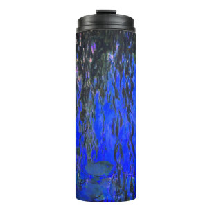 Monet Water Lilies und Weeping Willow Branches Thermosbecher