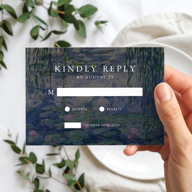 Monet Water Lilies Wedding RSVP Karte (Von Creator hochgeladen)