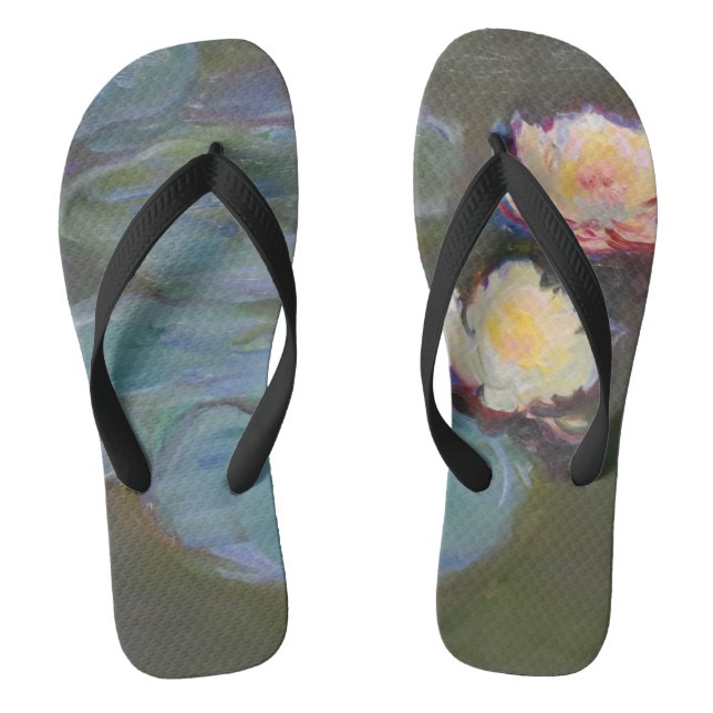 Monet Water Lily Lilies Pond Wasserlilien Malerei Flip Flops (Fußbett)