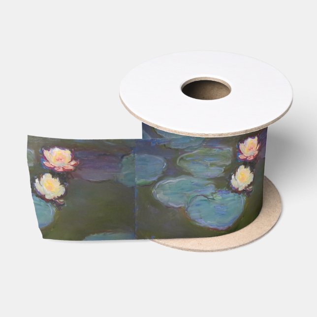Monet Water Lily Lilies Pond Wasserlilien Malerei Satinband (Spule)