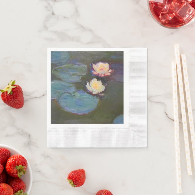 Monet Water Lily Lilies Pond Wasserlilien Malerei Serviette (Beispiel)