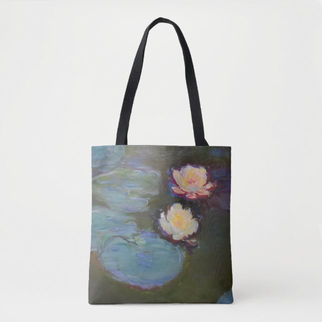 Monet Water Lily Lilies Pond Wasserlilien Malerei Tasche (Vorderseite)