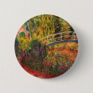 Monet Water Lily Pond und Water Irises Button