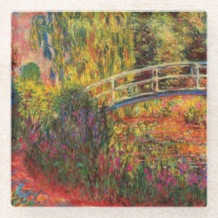 Monet Water Lily Pond und Water Irises Glasuntersetzer