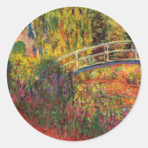 Monet Water Lily Pond und Water Irises Runder Aufkleber