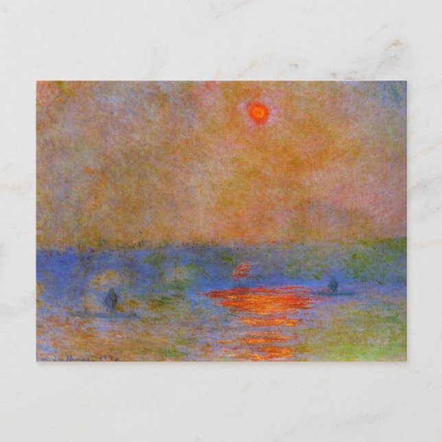 Monet - Waterloo Brücke, Sonnenlicht im Nebel Postkarte (Vorderseite)