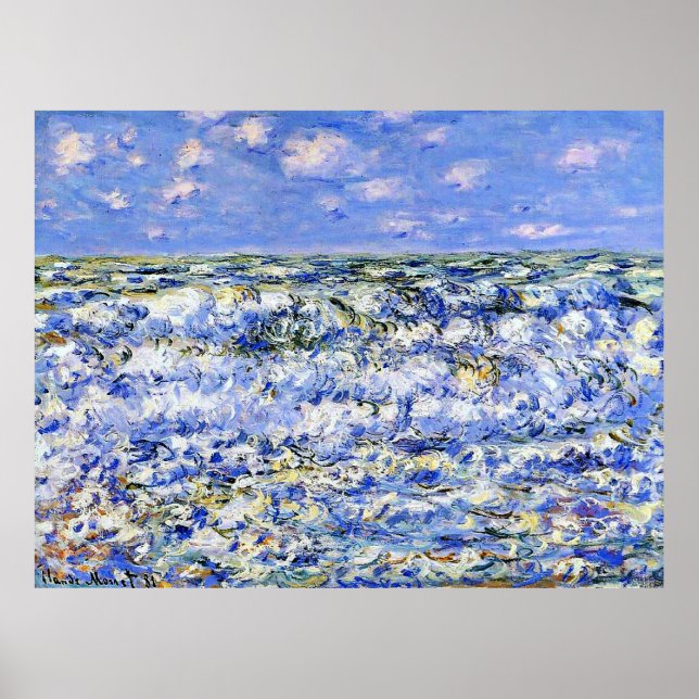 Monet - Waves Breaking, berühmtes Kunstwerk Poster (Vorne)
