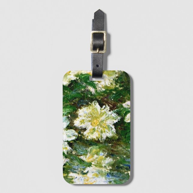 Monet - White Clematis, berühmtes Blumenbild Gepäckanhänger (Vorderseite Vertikal)