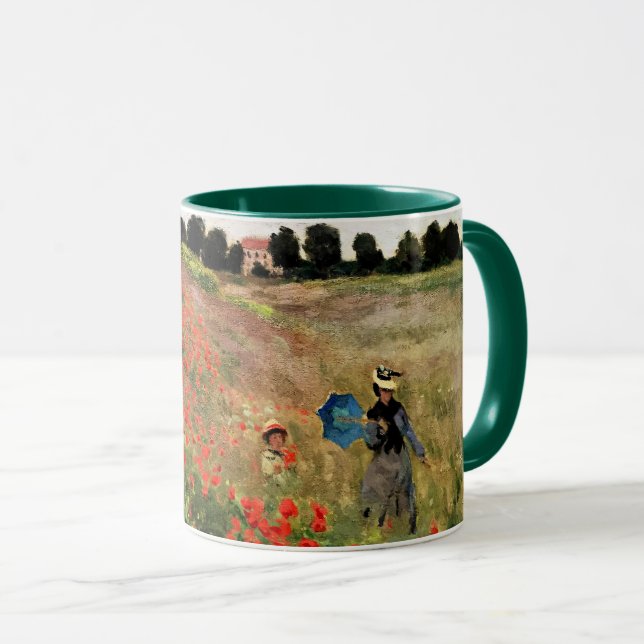 Monet - Wilde Poppies bei Argenteuil, schöne Kunst Tasse (VorderseiteRechts)