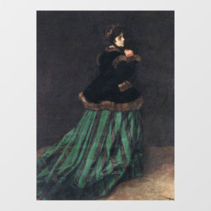 Monet Woman in grünem Kleid Fensteraufkleber