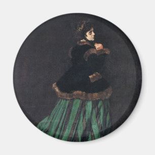Monet Woman in grünem Kleid Magnet