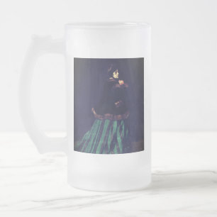 Monet Woman in grünem Kleid Mattglas Bierglas
