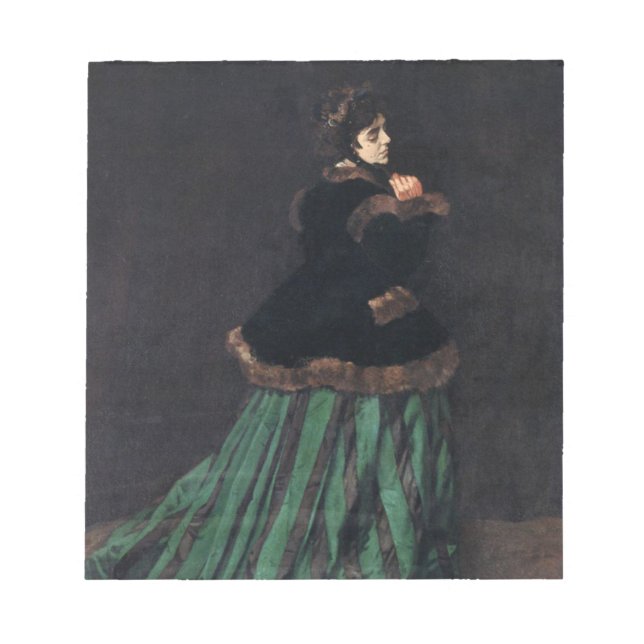 Monet Woman in grünem Kleid Notizblock (Vorderseite)