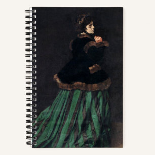 Monet Woman in grünem Kleid Notizbuch