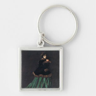 Monet Woman in grünem Kleid Schlüsselanhänger