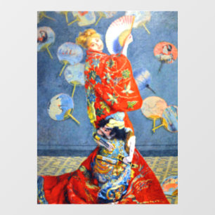 Monet Woman in japanischem Kostüm Fensteraufkleber