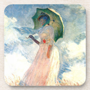 Monet Woman mit einem Sonnenschirm gegenüber Links Getränkeuntersetzer