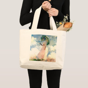 Monet Woman mit einem Sonnenschirm gegenüber Links Jumbo Stoffbeutel