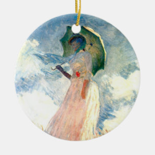 Monet Woman mit einem Sonnenschirm gegenüber Links Keramik Ornament