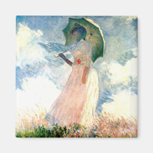 Monet Woman mit einem Sonnenschirm gegenüber Links Magnet