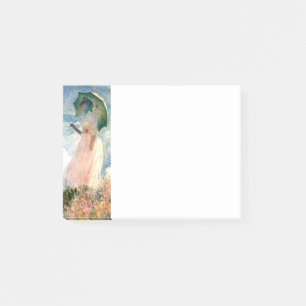Monet Woman mit einem Sonnenschirm gegenüber Links Post-it Klebezettel