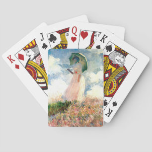 Monet Woman mit einem Sonnenschirm gegenüber Links Spielkarten